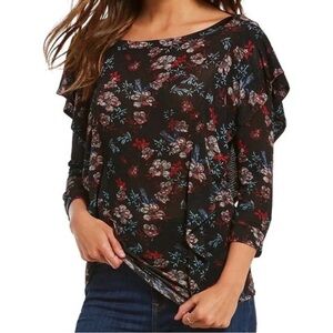 Free People Dock Street Boho Floral Long Sleeve Top Blouse Size XS